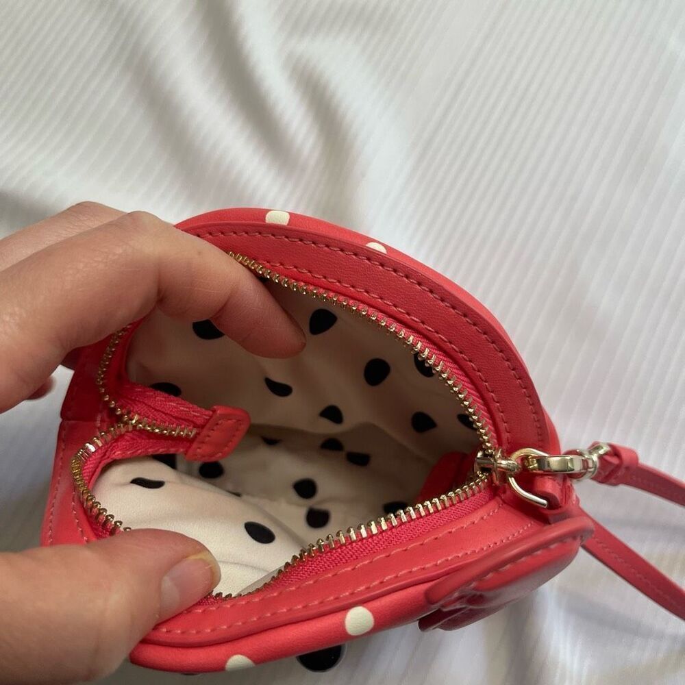 Kate Spade Shelly Wristlet Purse Red Polka Dot Crab Coin Bag Nautical Sea - Picture 7 of 7